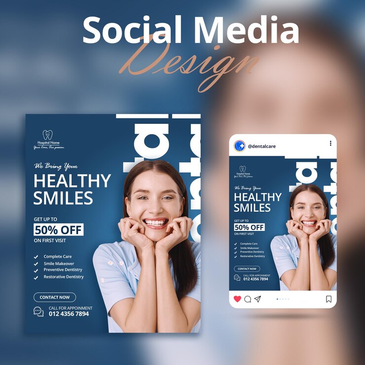 PSD modelo de postagem de mídia social odontológica