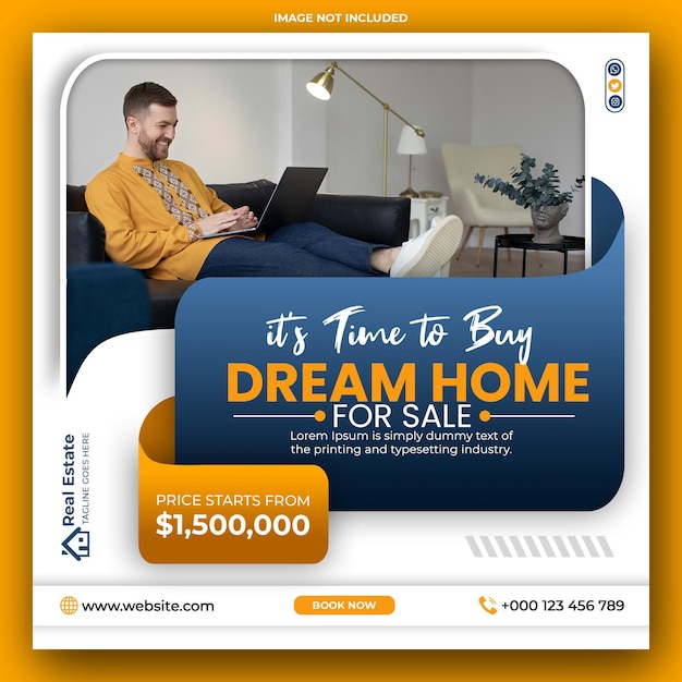 Modelo de postagem de mídia social ou banner quadrado de uma casa imobiliária