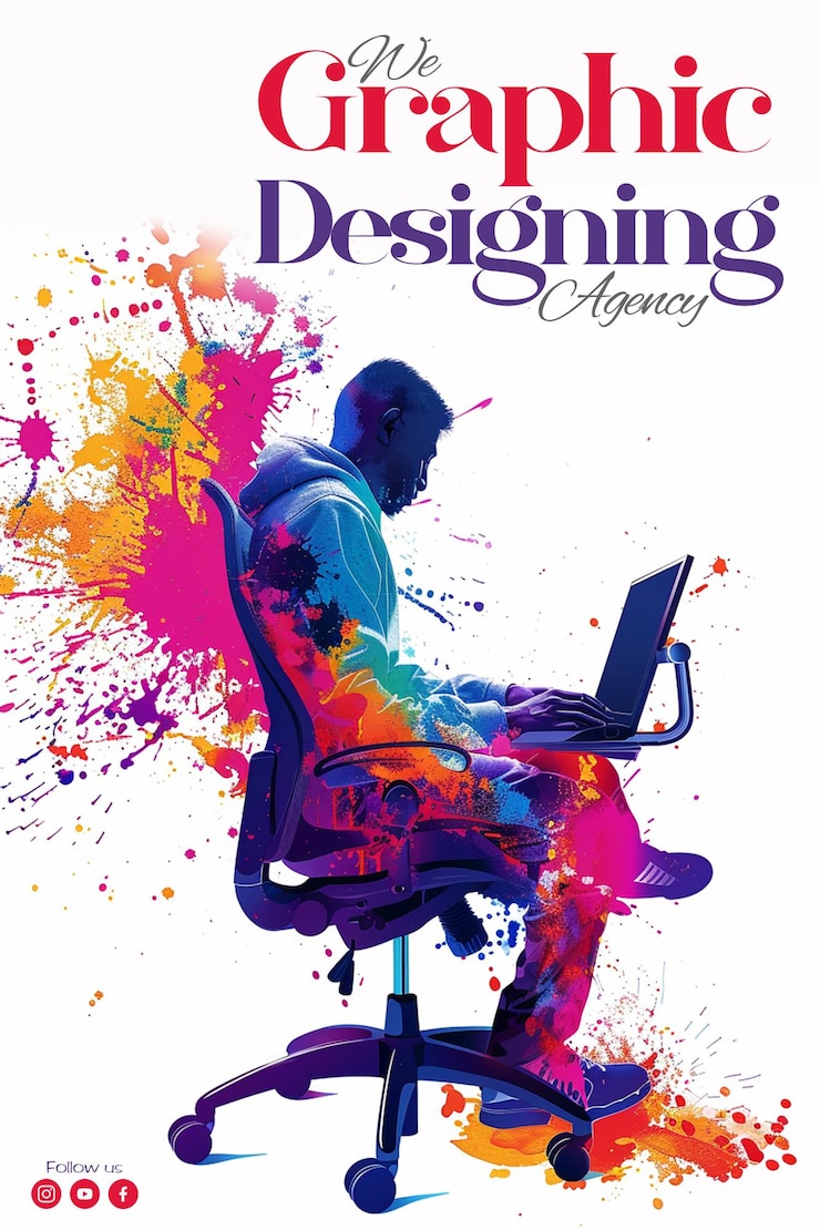PSD modelo de postagem de mídia social para agência de design gráfico e foto em aquarela
