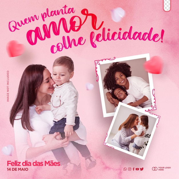 PSD modelo de postagem de mídia social para comemoração do dia das mães dia das mães no brasil