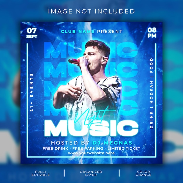 Modelo de postagem de mídia social para festival de música