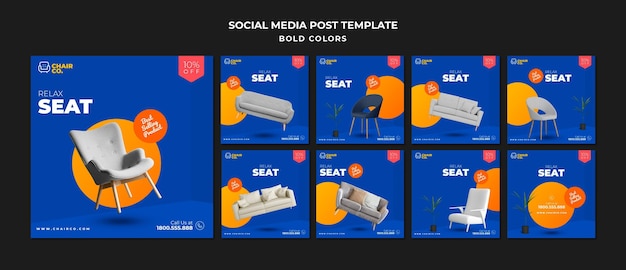 Modelo de postagem de mídia social para loja de móveis