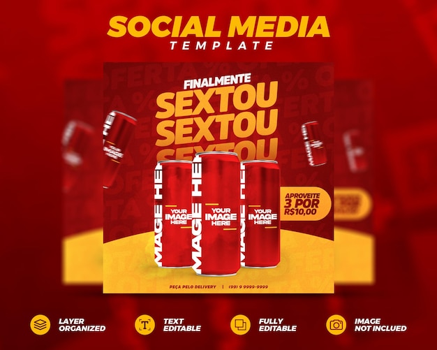 Modelo de postagem de mídia social para promoção de Sextou Pub