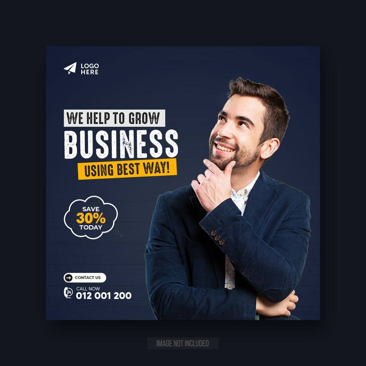 Modelo de postagem de mídia social quadrada para agência de marketing digital
