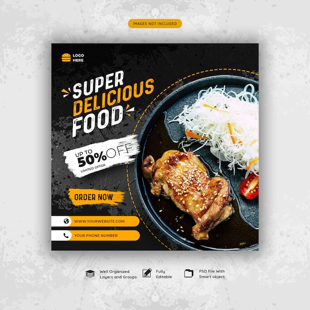 Modelo de postagem de mídias sociais de comida deliciosa