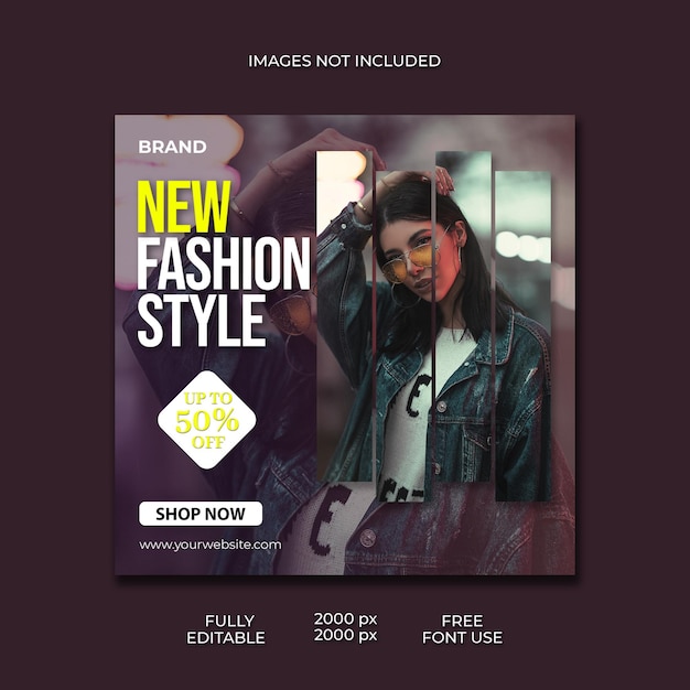 Modelo de postagem de moda social media