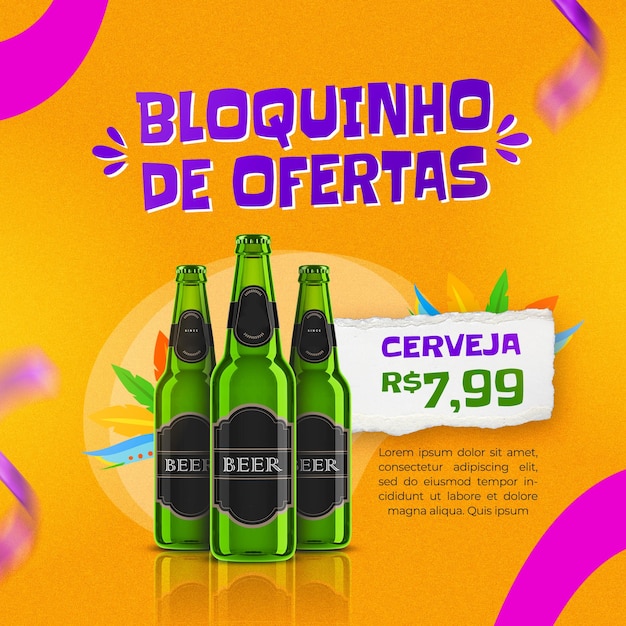 PSD modelo de postagem de ofertas de mídia social do carnaval no brasil