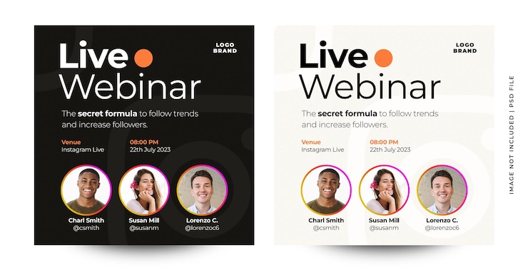 PSD modelo de postagem de webinar ao vivo