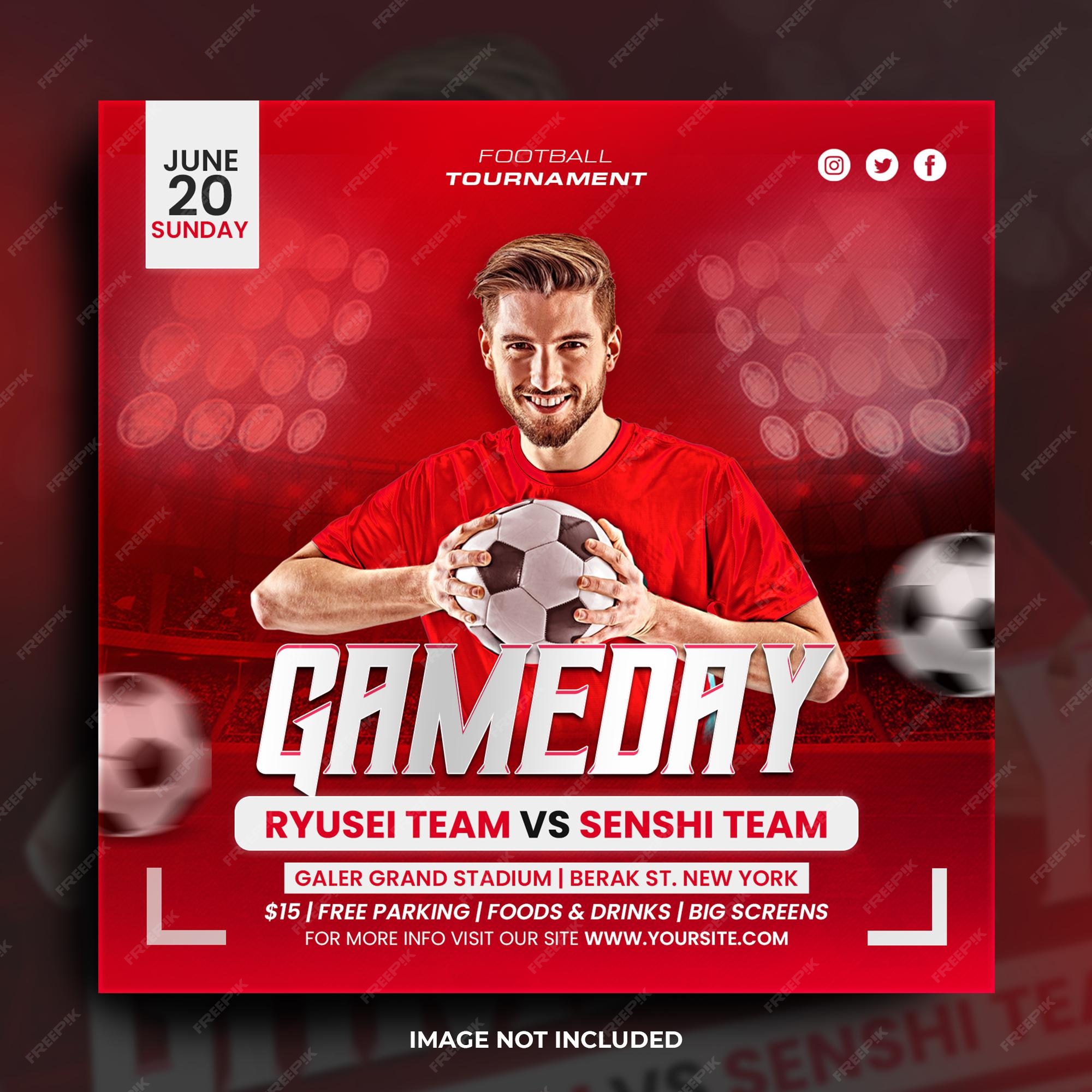 Jogo de Futebol - Modelo de Flyer PSD Grátis + Capa do Facebook + Post do  Instagram. - 10022238