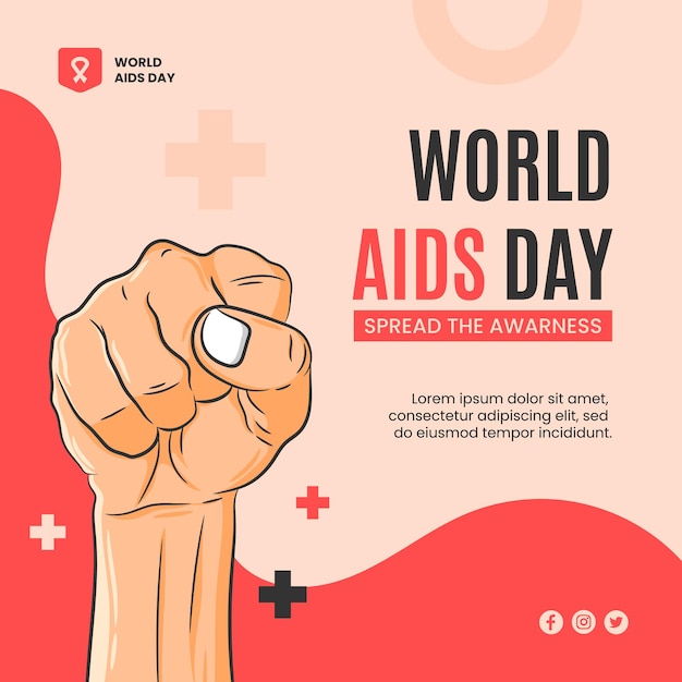 Modelo de postagem do instagram de ilustração do dia mundial da aids