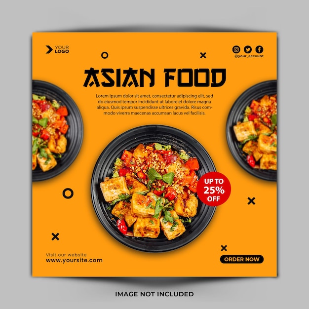 Modelo de postagem do instagram de menu de comida asiática