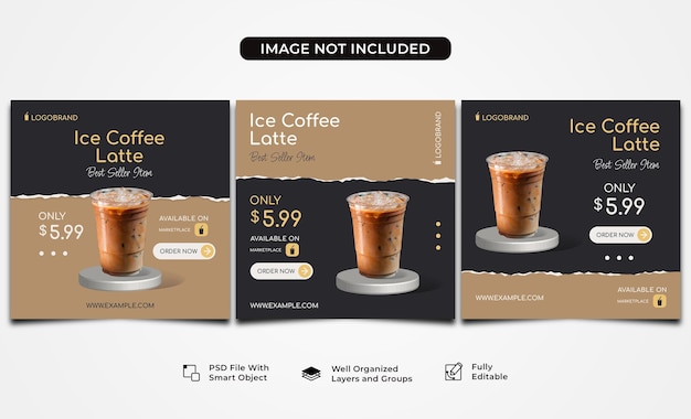 Modelo de postagem do instagram de mídia social de venda de café
