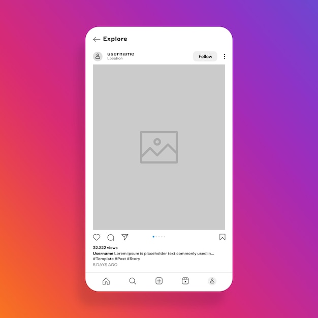 Modelo de postagem do instagram de mídia social
