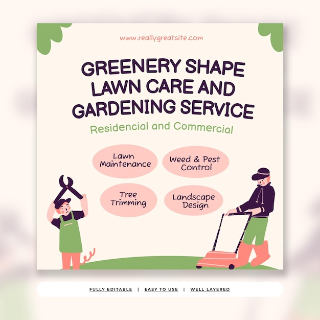 Modelo de postagem do Instagram de serviço de jardinagem ilustrativa de espargos rosa