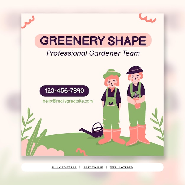 Modelo de postagem do Instagram de serviço de jardinagem ilustrativa de espargos rosa