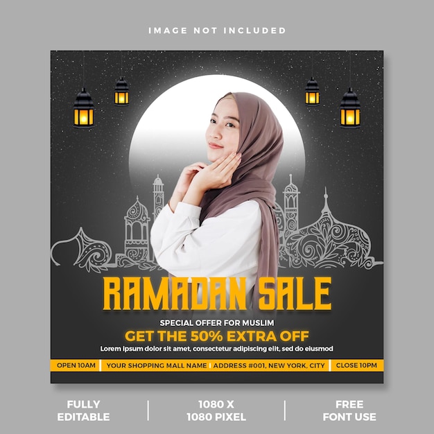 PSD modelo de postagem do instagram de venda do ramadã