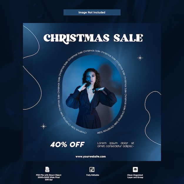 Modelo de postagem do instagram do christmas fashion sale elegant blue