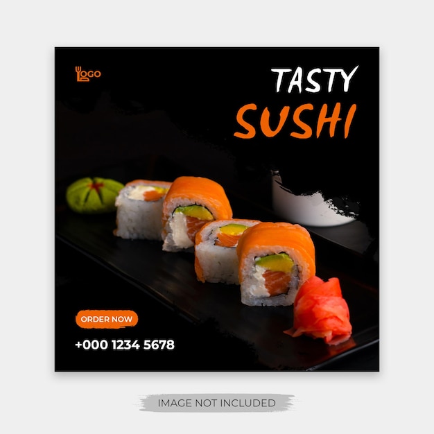 Modelo de postagem do instagram do facebook de sushi