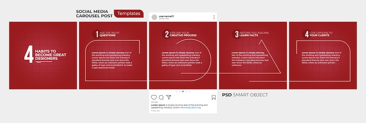 PSD modelo de postagem do instagram e do linkedin