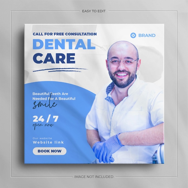 Modelo de postagem do instagram para mídias sociais de dentista