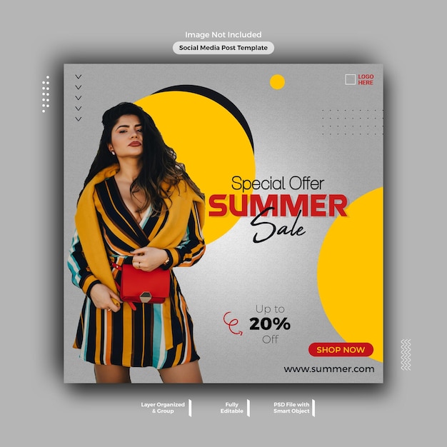 Modelo de postagem do Instagram para venda de moda de verão