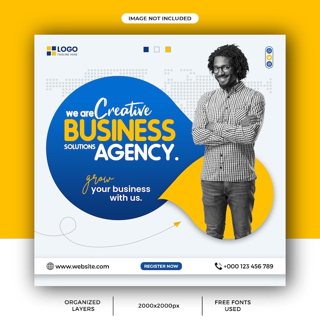 Modelo de postagem e banner de mídia social da agência de marketing digital corporativa