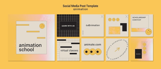 PSD modelo de postagem em mídia social de animação