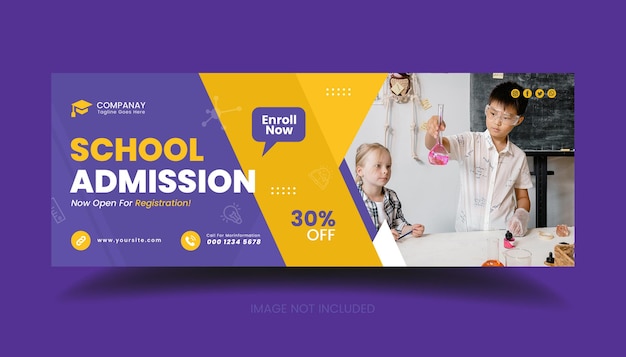 Modelo de postagem em mídia social de banner de web de admissão escolar