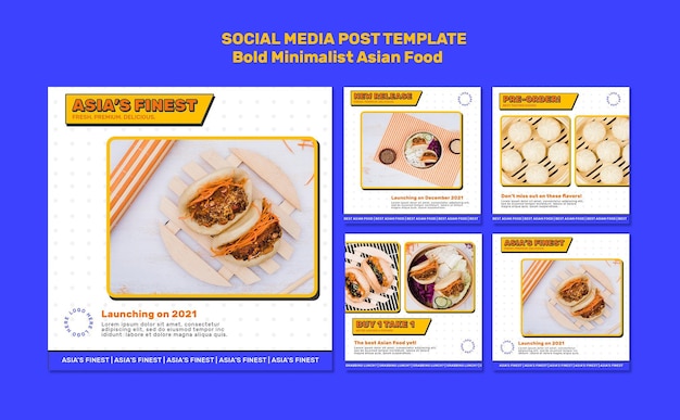 Modelo de postagem em mídia social de comida asiática
