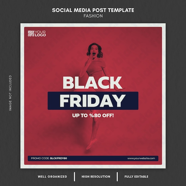 PSD modelo de postagem em mídia social de moda black friday