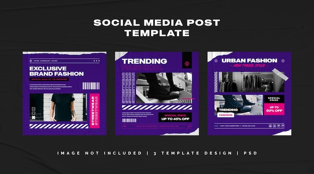 Modelo de postagem em mídia social de moda urbana