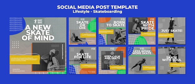 PSD modelo de postagem em mídia social de skate