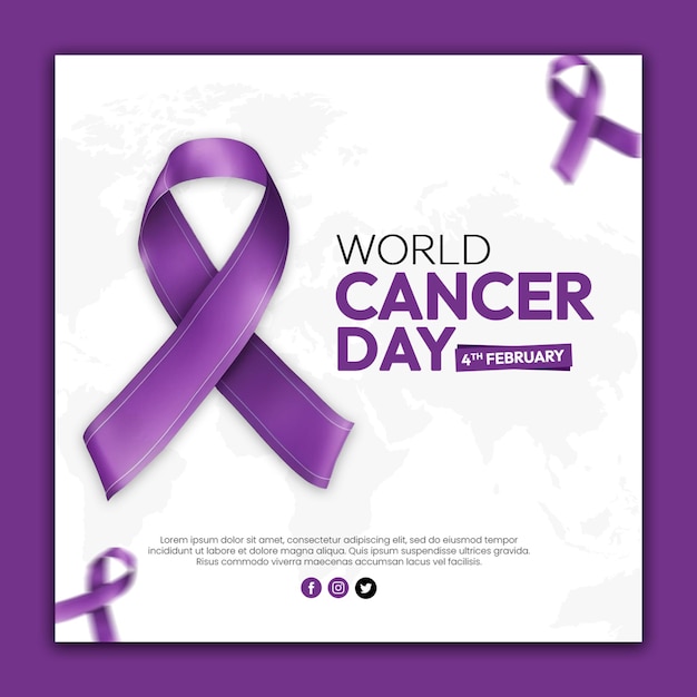 Modelo de postagem em mídia social do Dia Mundial do Câncer
