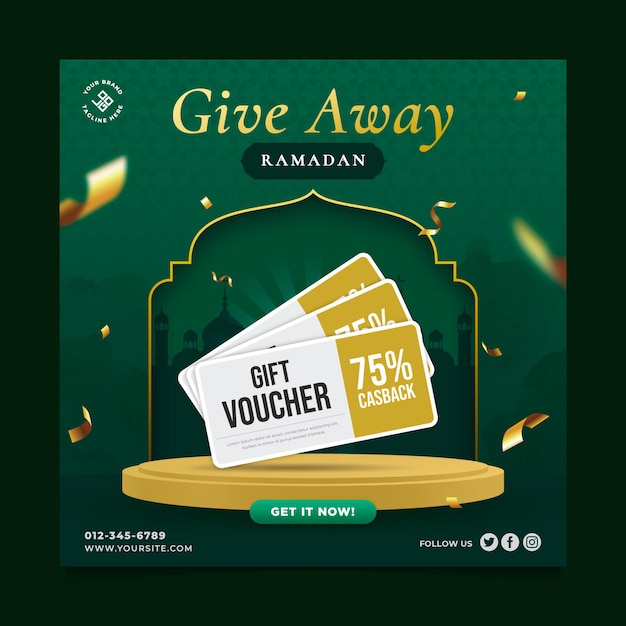 Modelo de postagem em mídia social do Ramadan Give Away