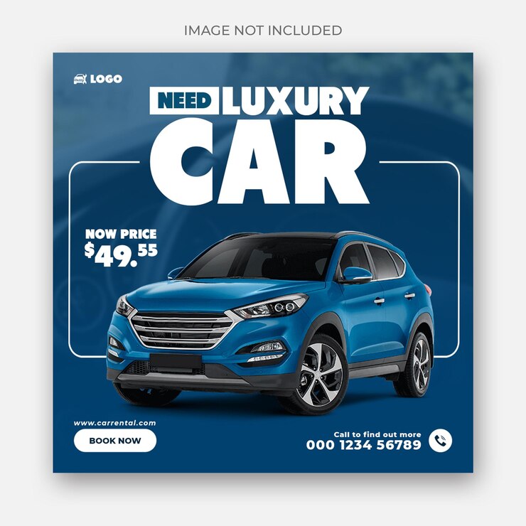 Modelo de postagem em mídia social para aluguel de automóveis