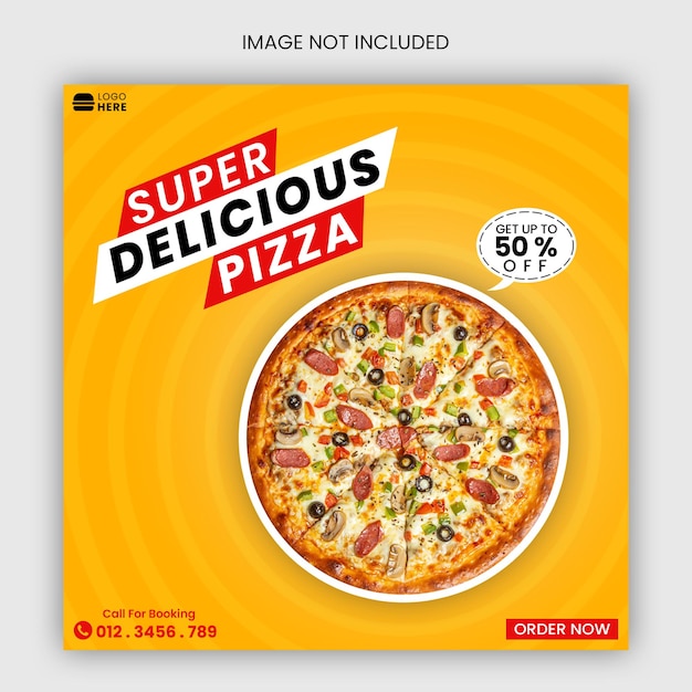 Modelo de postagem em mídia social para promoção de pizza deliciosa