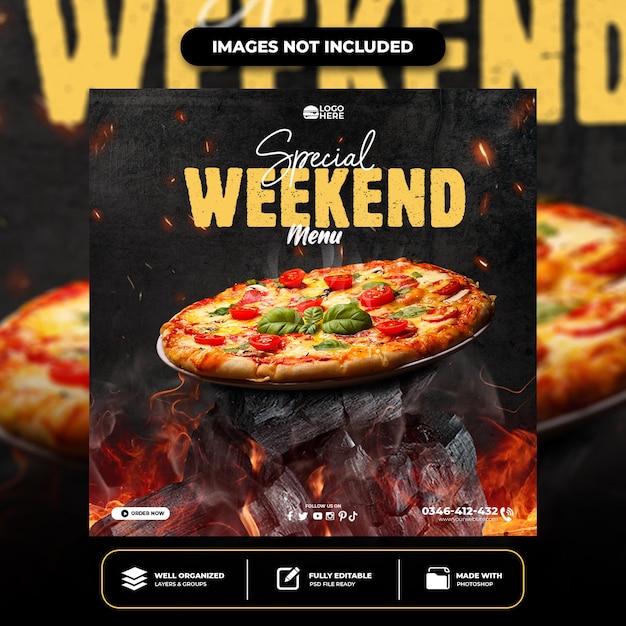 Modelo de postagem especial de pizza deliciosa em mídia social
