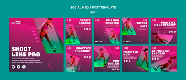 Modelo de postagem - mídia social de treinamento de futebol
