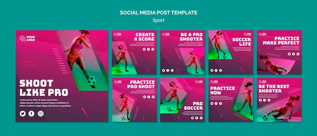 PSD modelo de postagem - mídia social de treinamento de futebol
