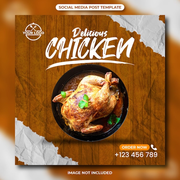 Modelo de postagem nas mídias sociais do delicious chicken