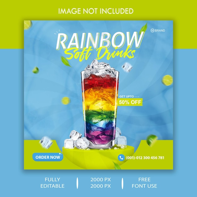 Modelo de postagem no facebook e instagram para refrigerantes rainbow