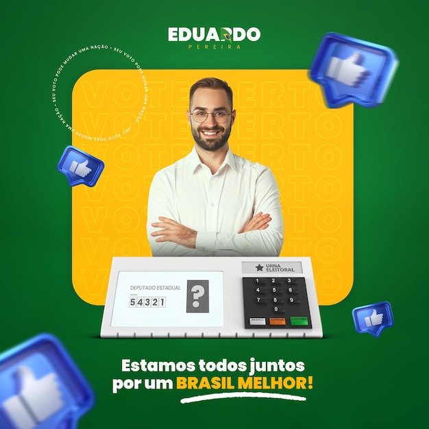 Modelo de postagem no instagram de mídia social das eleições brasileiras