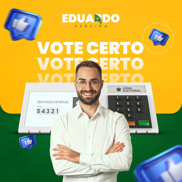 PSD modelo de postagem no instagram de mídia social das eleições brasileiras