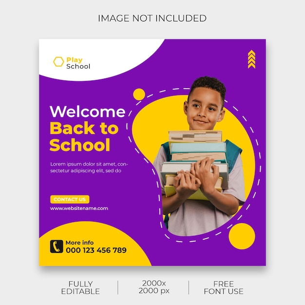 Modelo de postagem no Instagram de volta às aulas