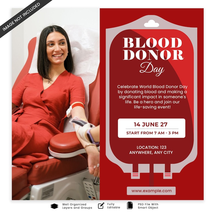 PSD modelo de postagem no instagram do dia do doador de sangue