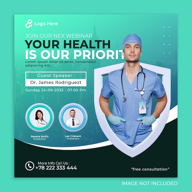 Modelo de postagem no instagram para banner de saúde médica
