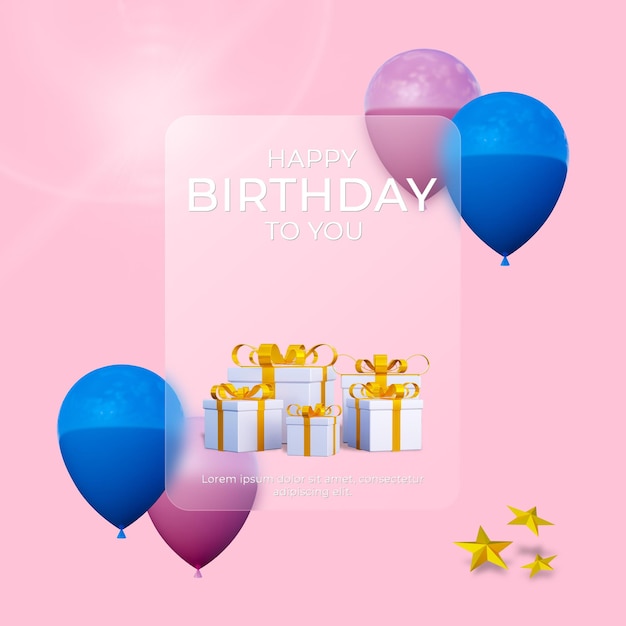 Modelo de postagem no instagram para banner digital de feliz aniversário