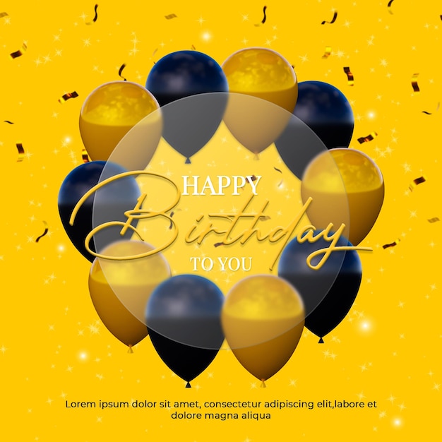 Modelo de postagem no Instagram para banner digital de feliz aniversário