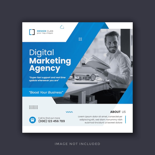 Modelo de postagem no Instagram para mídia social corporativa de marketing digital