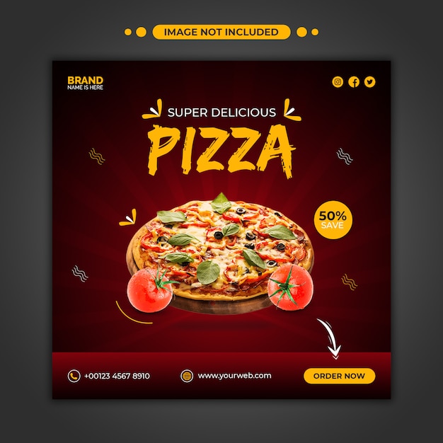 Modelo de postagem no instagram para promoção de menu de pizza deliciosa